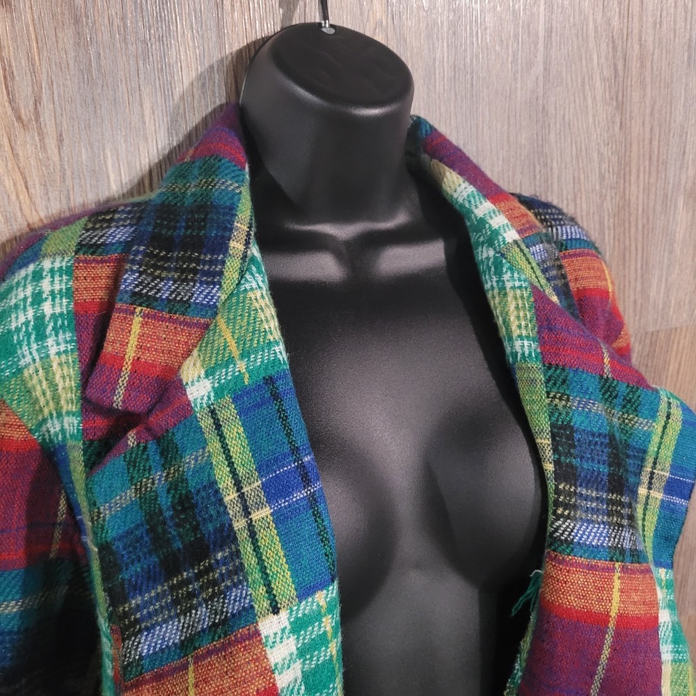 Vtg Plaid Patchwork Jacket Sz 18w Multicolor Colo… - image 3